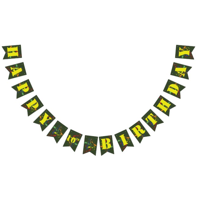 Army Green Paintball Party Happy Birthday Age Wimpelkette (Alle)