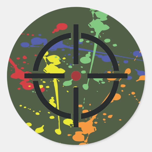 Army Green Paintball Party Spritzer Ziel Runder Aufkleber (Vorderseite)