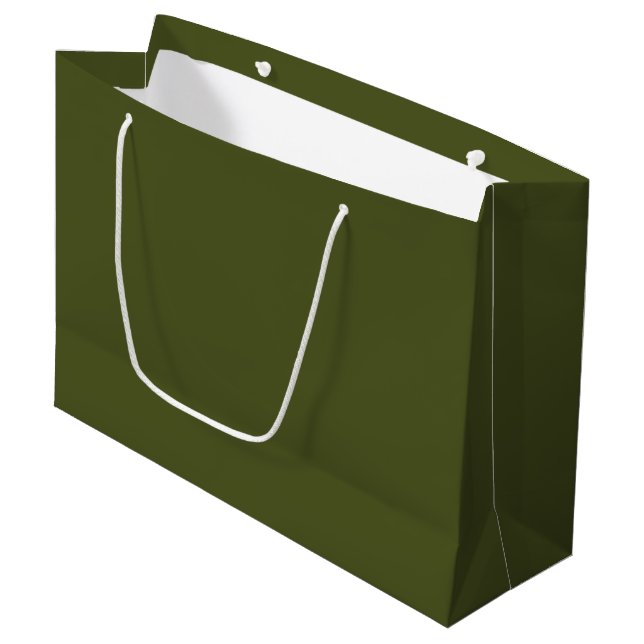 Army Green Solid Color Große Geschenktüte (Vorderseite Schrägansicht)