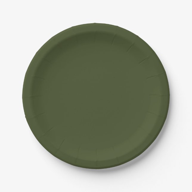 Army Green Solid Color Pappteller (Vorderseite)