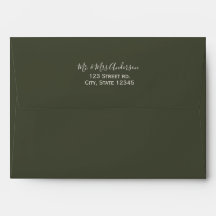ARMY GREEN TROPICAL WATERCOLOR ENVELOPE W/ ADRESSE