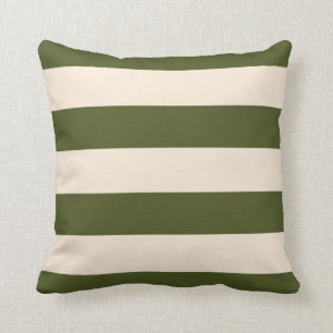 Army Green und Antiquitäten Weiße Streifen Kissen