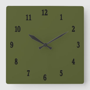 Army Green Wall Clock Quadratische Wanduhr