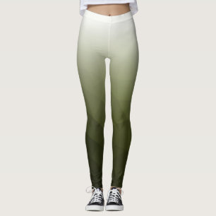 Army green White Gradient Geometry Mesh Muster Leggings