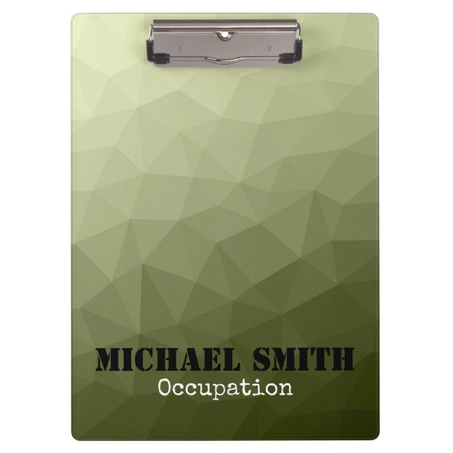 Army hellgrünes geometrisches Maschenmuster Ihr Na Klemmbrett (Vorderseite)