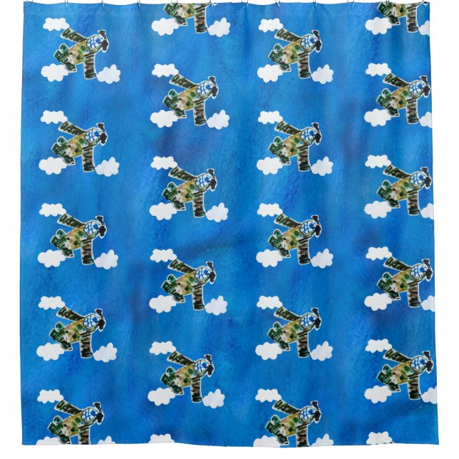 Army Jet "Kunst von Kindern" Duschvorhang (Vorderseite)