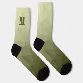 Army light green geometric mesh pattern Monogram Socken