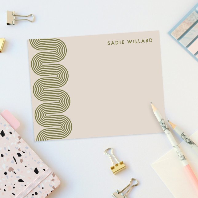 Army Lombard Wavy Lines Modern Stationery Card Mitteilungskarte (Von Creator hochgeladen)