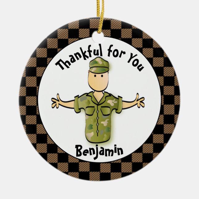 Army Man Personalisiert Gift - Funny Gift Veteran Keramik Ornament (Vorne)