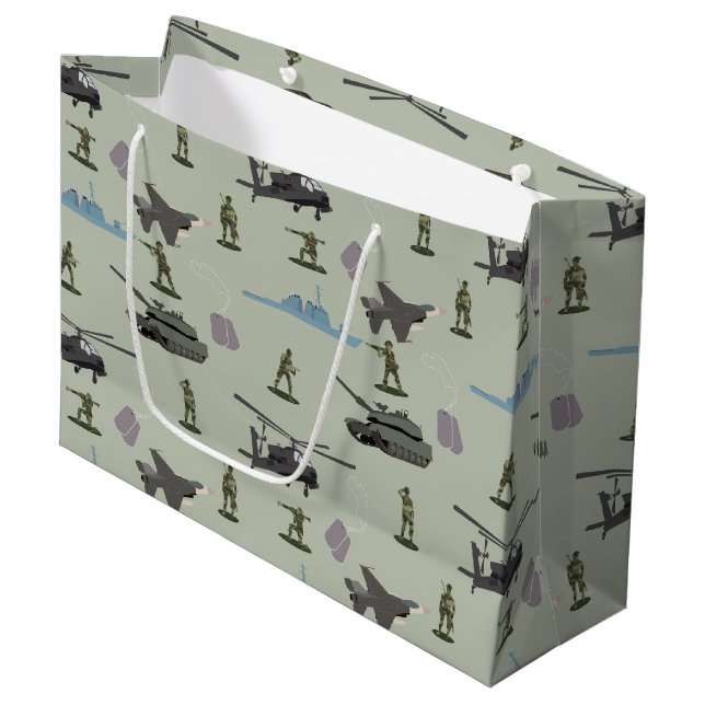 Army Military Camouflage Green Camo Birthday Große Geschenktüte (Vorderseite Schrägansicht)