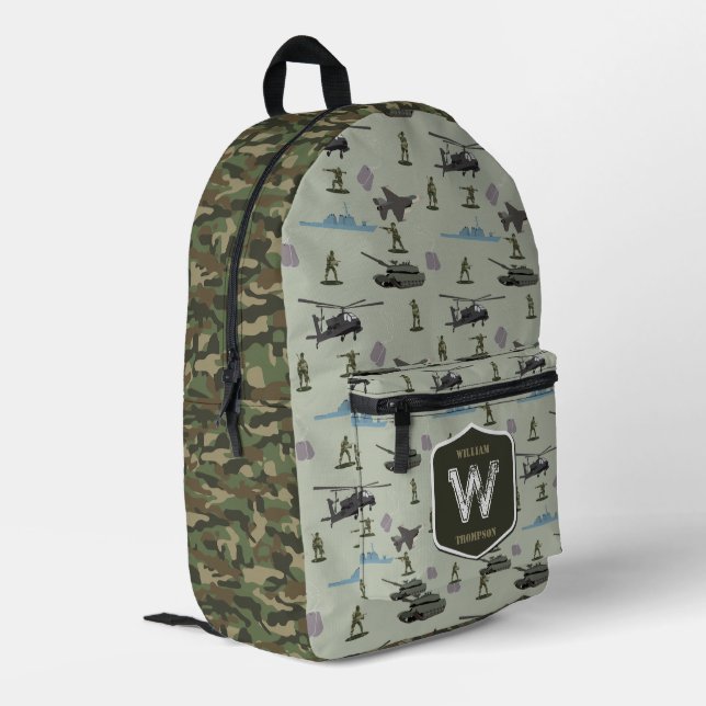 Army Military Camouflage Green Camo Pattern Bedruckter Rucksack (Rückseitige Ecke links)