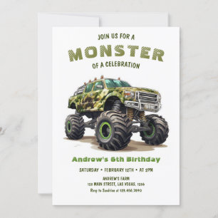 Army Monster Truck Boy Birthday Einladung