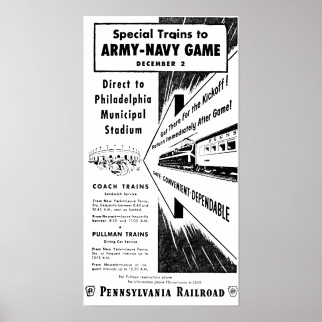 Army Navy Spiel über die Pennsylvania Eisenbahn Poster (Vorne)