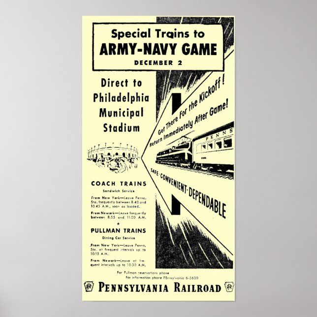 Army Navy Spiel über die Pennsylvania Eisenbahn Poster (Vorne)