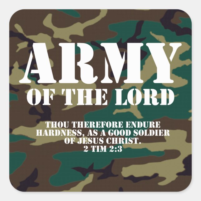Army of the Lord, Bibel Scripture Camo Quadratischer Aufkleber (Vorderseite)