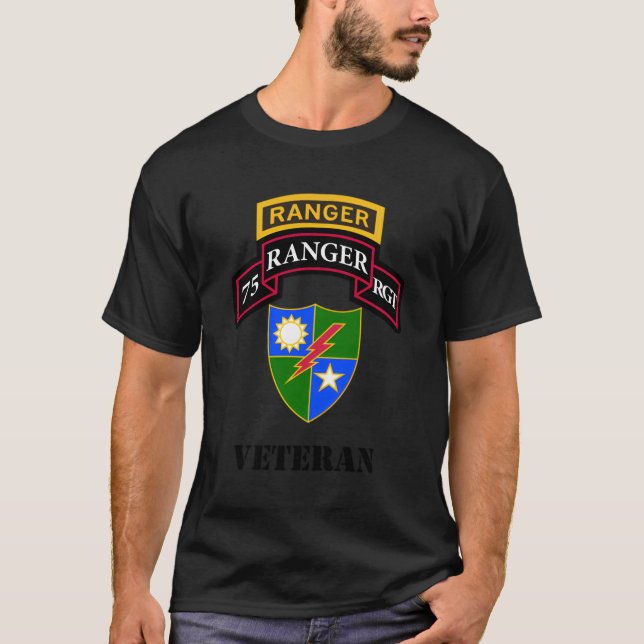 Army Ranger 75th Ranger Veteran Black T-Shirt (Vorderseite)