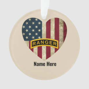 Army Ranger School Tab American Heart Flag Ornament
