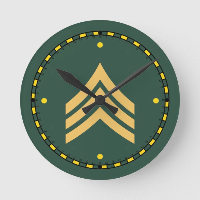 Army Sergeant Clock Runde Wanduhr (Vorderseite)