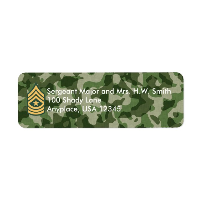 Army Sergeant Major Camoflage Address Label (Vorne)