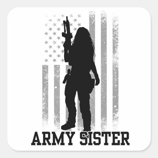 Army Sister Quadratischer Aufkleber (Vorderseite)