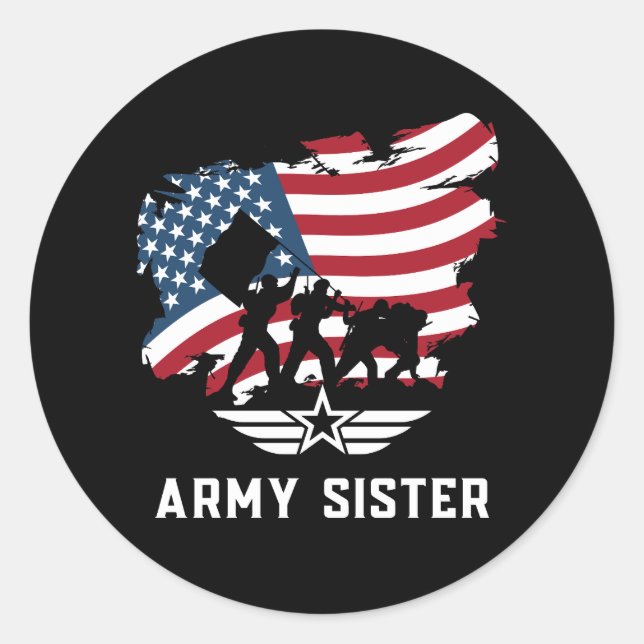 Army Sister Runder Aufkleber (Vorderseite)