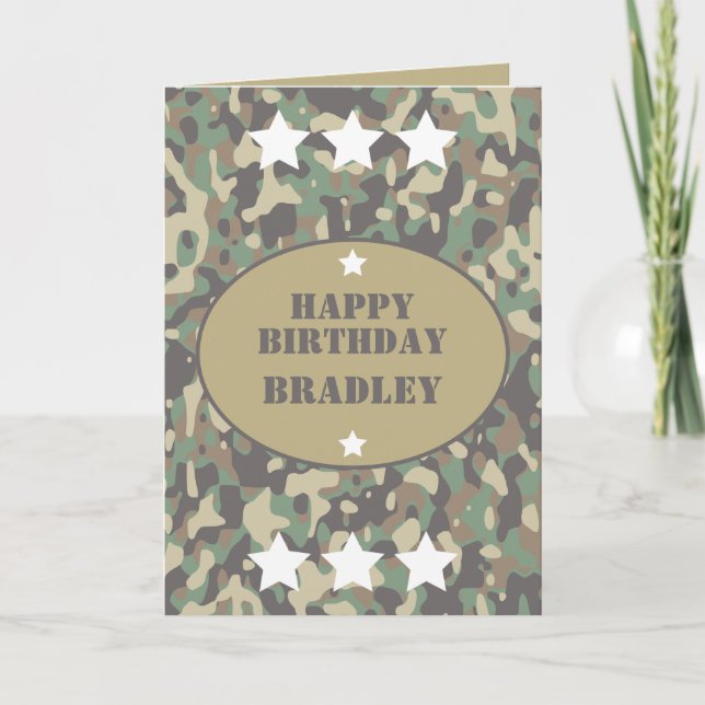 Army Solder Camouflage Camouflage Print Birthday Karte (Vorderseite)