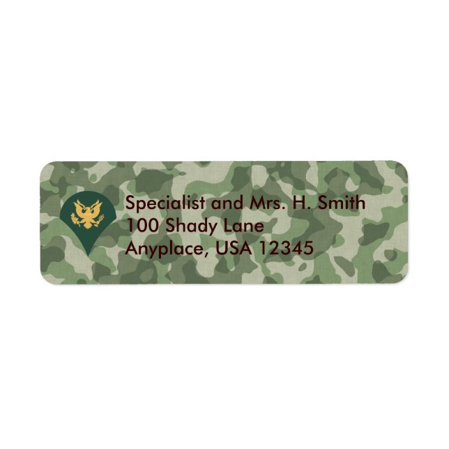 Army Specialist Camoflage Address Label (Vorne)