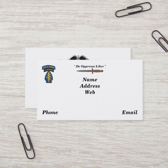 Army Spezialstreitkräfte grüne Berets sf sfg sof v Visitenkarte (Vorderseite/Rückseite Beispiel)