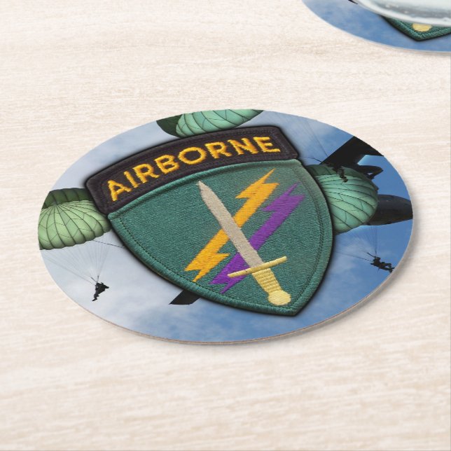 Army USACAPOC(A) Psychologische Operationen Runder Pappuntersetzer (Angewinkelt)