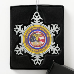 Army Veteran Dental Corps Weihnachten Schneeflocken Zinn-Ornament