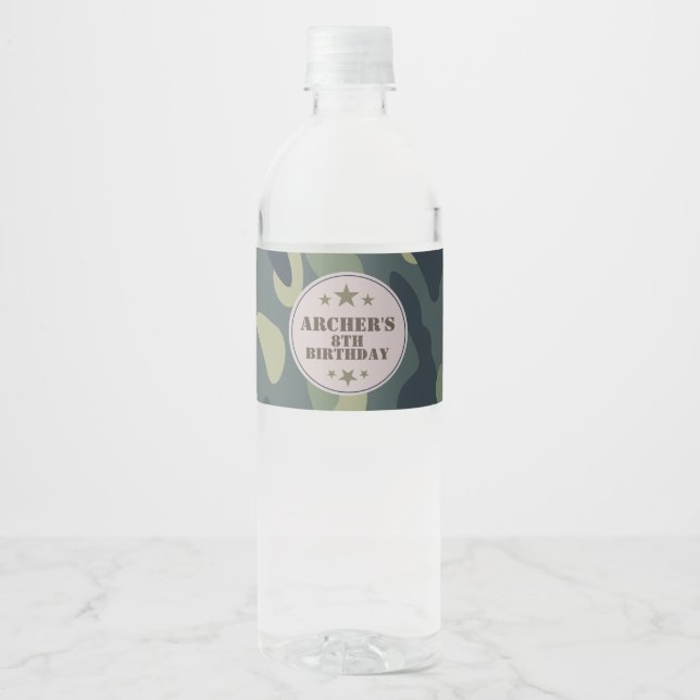 Army water label, Camouflage Wasserflaschenetikett (Vorderseite)