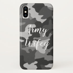 Army Wifey Winter Gray Camouflage iPhone Case