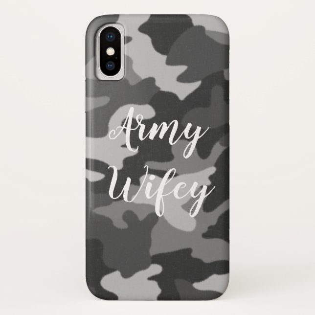 Army Wifey Winter Gray Camouflage iPhone Case (Rückseite)