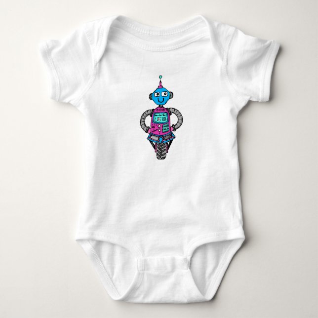 Arnie Robot: Rosa und blau Baby Strampler (Vorderseite)