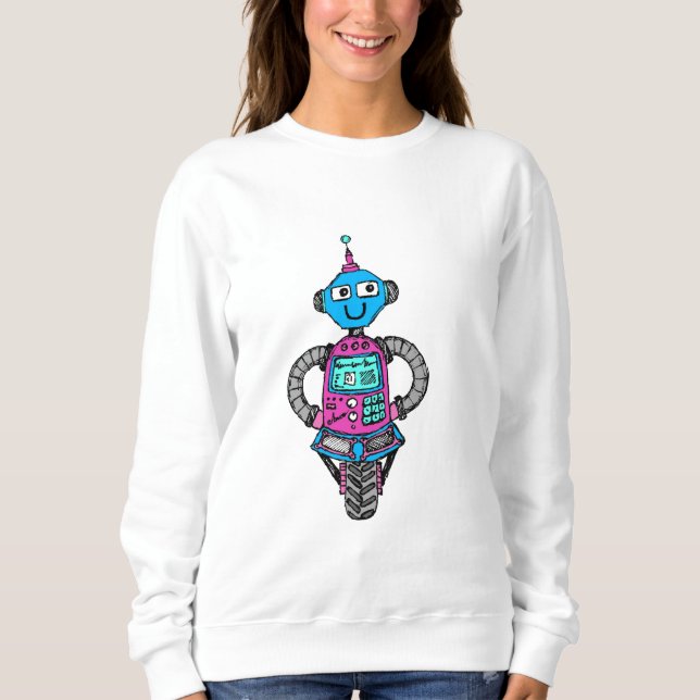 Arnie Robot: Rosa und blau Sweatshirt (Vorderseite)