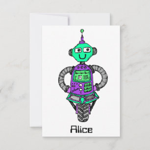 Arnie Roboter, lila und grün Einladung