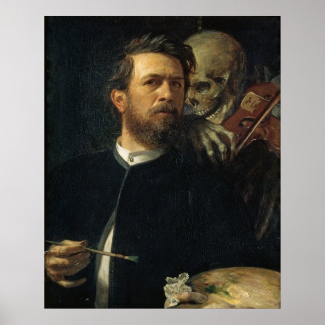 Arnold Böcklin - Selbstportrait mit dem Tod Poster (Vorne)