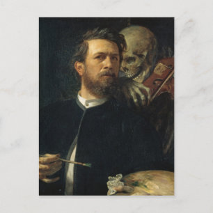 Arnold Böcklin - Selbstporträt mit dem Tod Postkarte