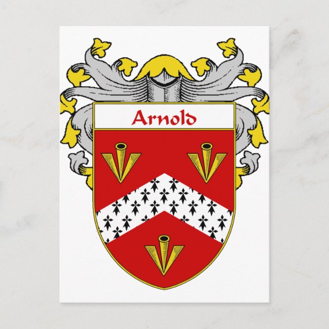 Arnold Coat of Arms/Familienwappen (mantled) Postkarte (Vorderseite)