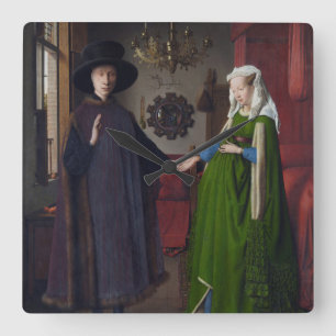 Arnolfini Porträt - Jan van Eyck Quadratische Wanduhr