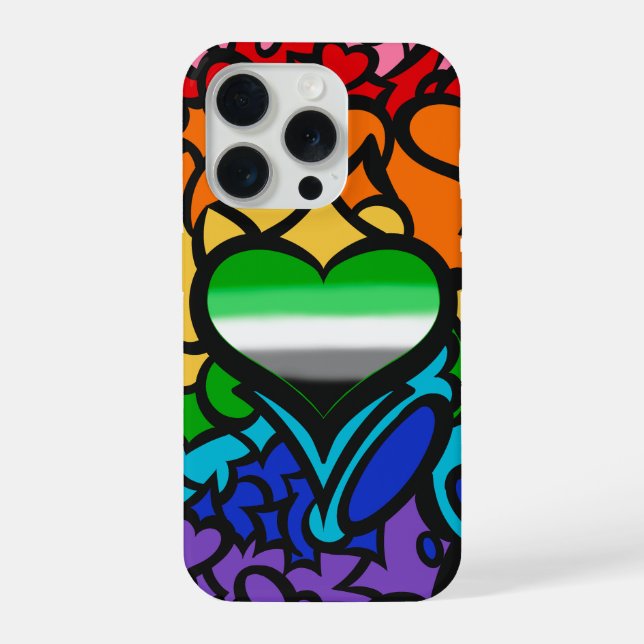 Aro Herz 8-Streifen Regenbogen-Stolz Squiggle iPhone Hülle (Rückseite)