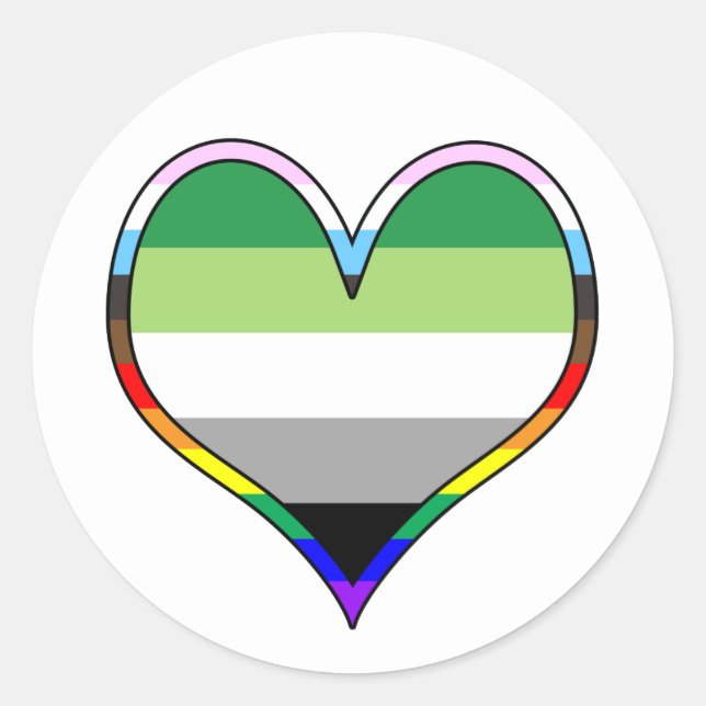 Aro Pride Heart Classic Round Sticker (Vorderseite)