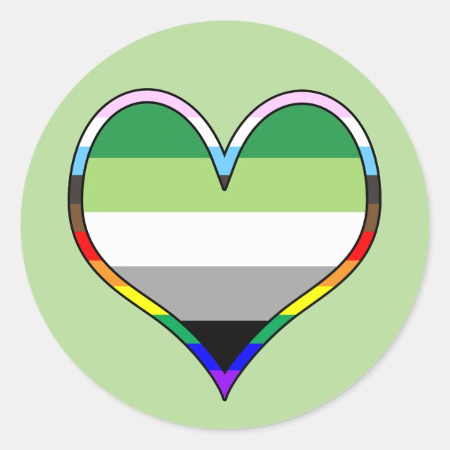 Aro Pride Heart Classic Round Sticker (Vorderseite)