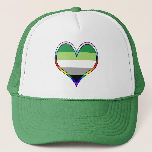 Aro Pride Heart Trucker Hat Truckerkappe (Vorderseite)