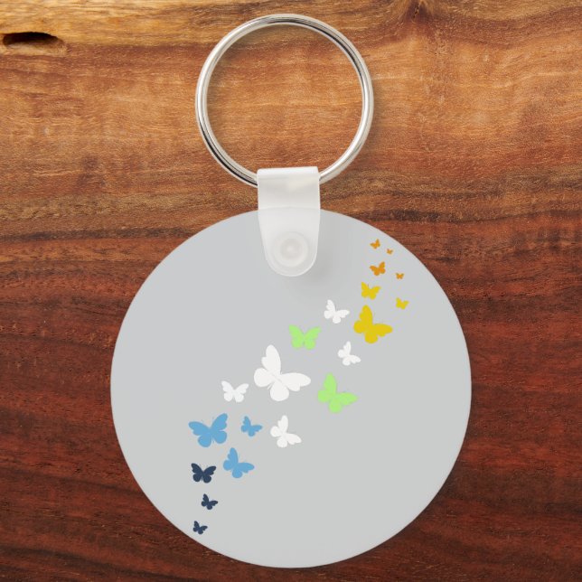 AroAce Agender Pride Butterfly Trail Schlüsselanhänger (Vorderseite)