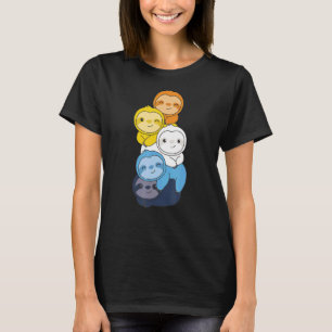 Aroace Flag Pile Pride Lgbtq Sloths Niedlich Aroac T-Shirt