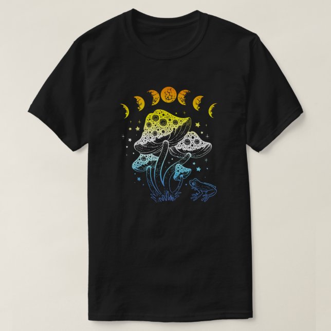 Aroace Mystique - Mushroom, Moon, and Frog T-Shirt (Design vorne)