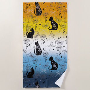AroAce Pride Black Cat - Mystische Hexerei Strandtuch