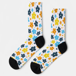 AroAce Pride Blume Doodle Orange Yellow Blue Socken