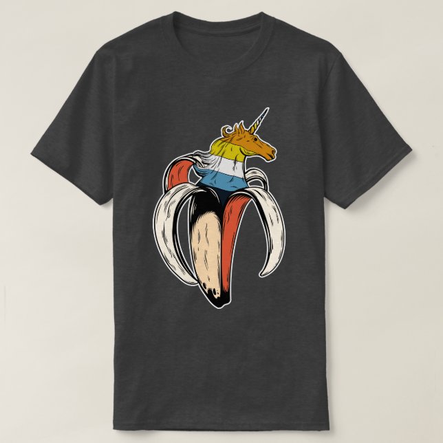 Aroace Unicorn Banana LGBT Asexual Aromantic Prix T-Shirt (Design vorne)